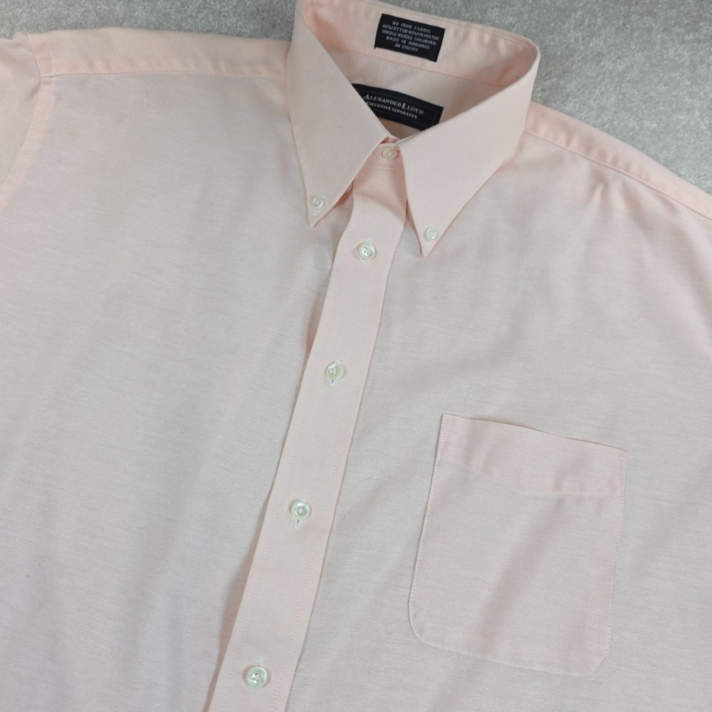 Alexander Lloyd Button-Up Shirt Mens 18 Pink Short Sleeve Regular Fit Solid